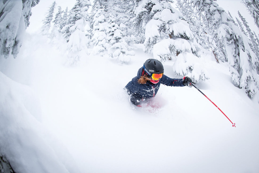 Wendy Fisher charging down Crested Butte Mountain Resort, CO’s legendary Big Chute on a deep January powder day. Photo: Dave Kozlowski
