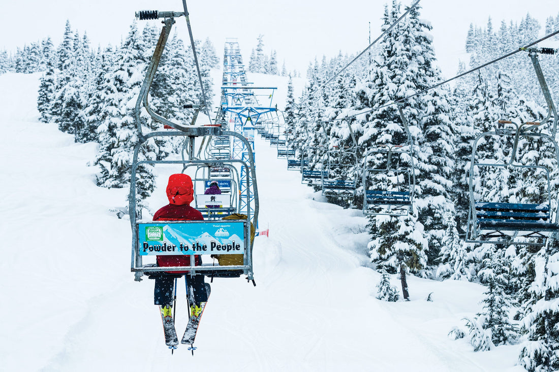 Everyone’s favorite seat at Shames Mountain: chair 51, Powder to the People. 
