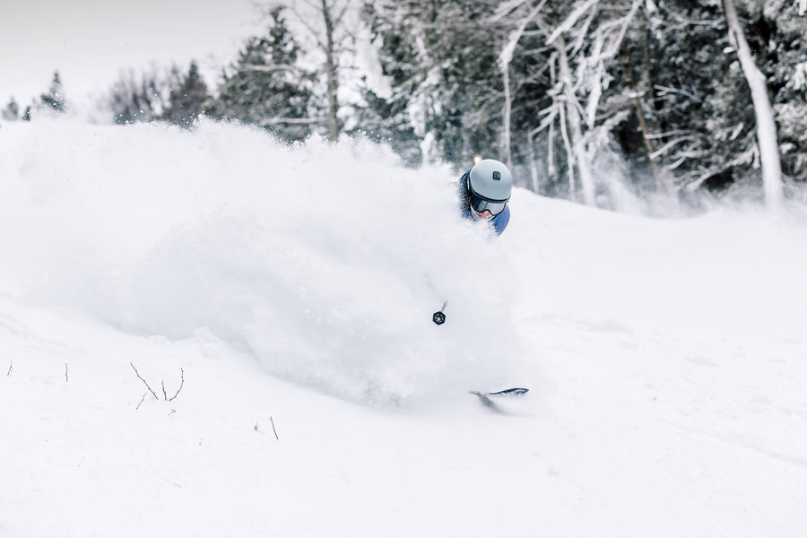Camden Guertin enjoys skiing a December powder day at Berkshire East, MA.