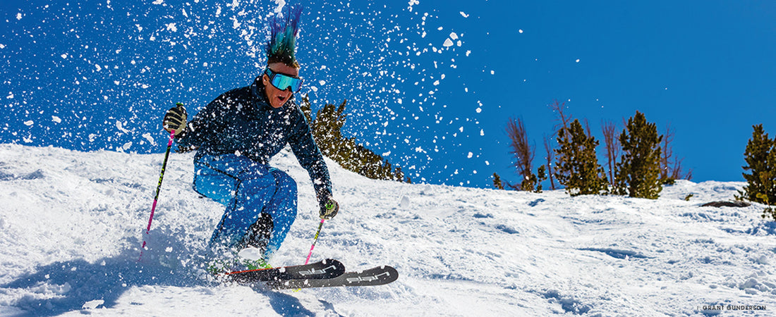 Glen Plake skiing at Mammoth Lakes, CA